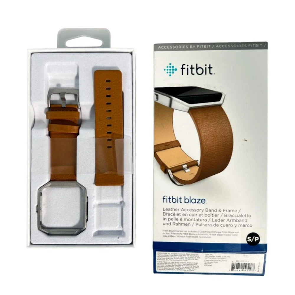 Fitbit Blaze Small Leather Slim Wrist Band & Frame Replacement Camel Brown OEM